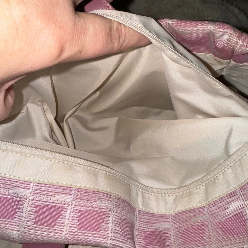 Chanel vintage travel line tote in pink and white